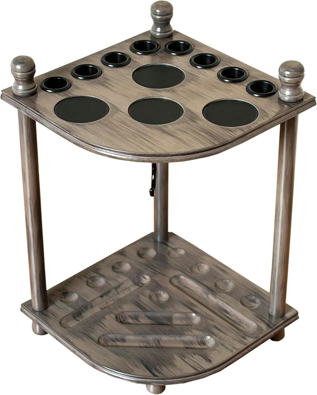 Pool Cue Rack Hold up to 8 Sticks & Billiard Accessories. Floor Stand Pool Cue Stick Holder Made of 100% Solid