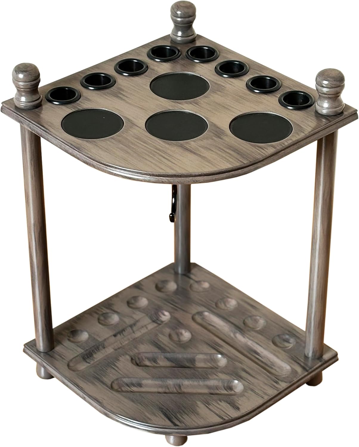 Pool Cue Rack Hold up to 8 Sticks & Billiard Accessories. Floor Stand Pool Cue Stick Holder Made of 100% Solid