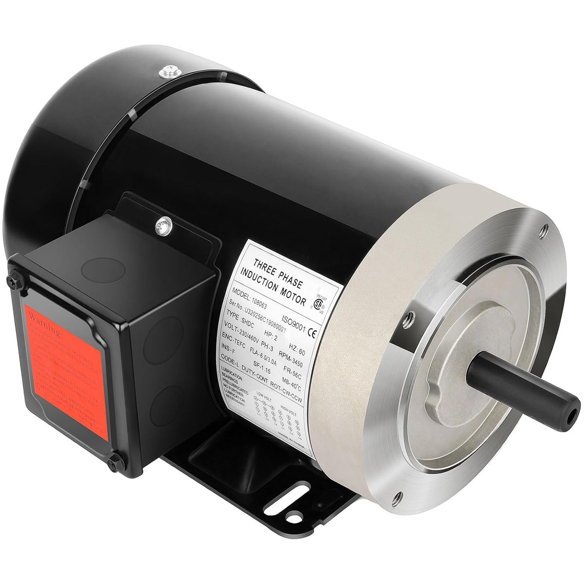 2HP General Electric Motor 3450RPM Three Phase CW/CCW TEFC 230V/460V