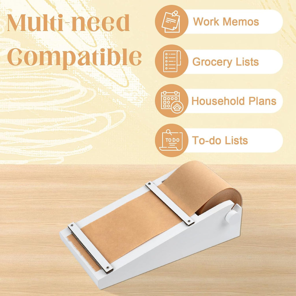 Desktop Note Paper Roll Dispenser with 98ft Note Taking Roller Wooden Kraft Paper Roll Holder Fit 3x2.75 Inch Sticky