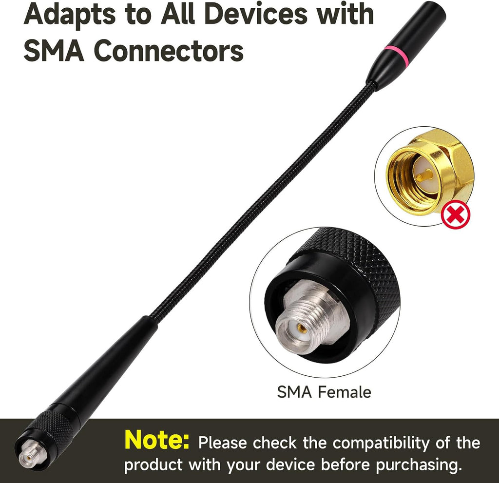 Dual Band VHF UHF 136-174MHz 400-470MHz Ham Radio Antenna | Two Way Radio Walkie Talkie SMA Female Soft Handheld
