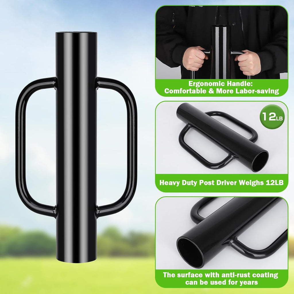 12LB T Post Driver with Handles Heavy Duty Fence Post Driver Post Pounder for T-Posts，U Channel，Metal Post and Sign
