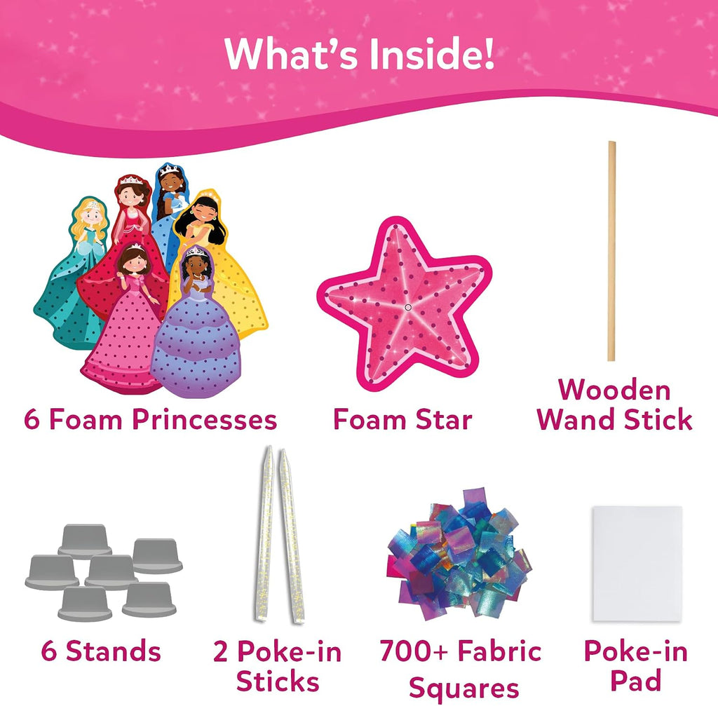 Poke-in Art – Magical Princesses, Wood Craft Kit, Gift for Kids | DIY Mess-Free Fun, Fine Motor Skills, Screen-Free