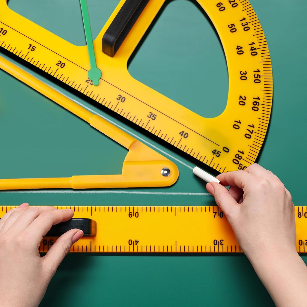 1 Set Large Mathematics Teaching Kit Including 1 Pcs Jumbo Teaching Ruler 1 Pcs Large Protractor 1 Pcs Geometry