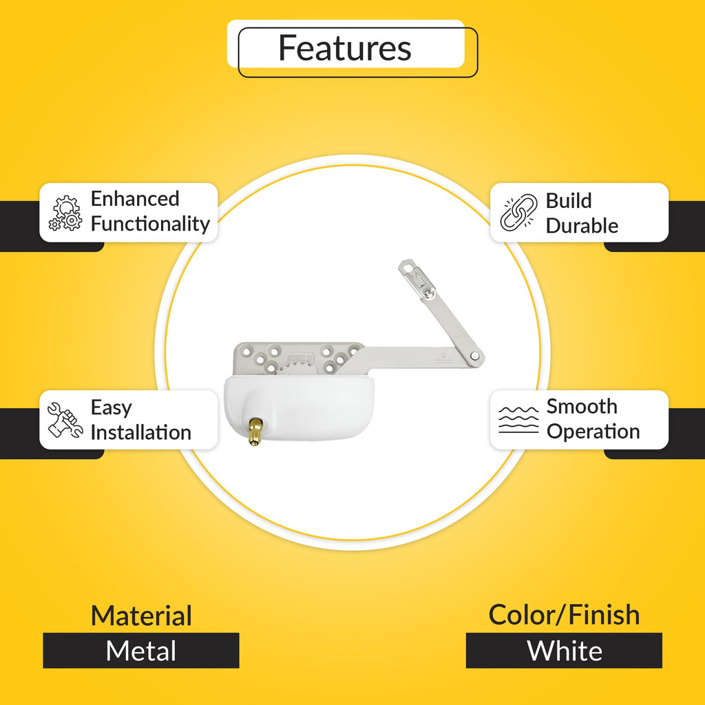 Left Hand Split Arm Casement Operator, Metal Material White Finish