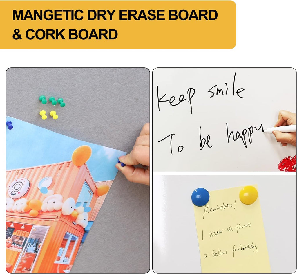 Grey Felt Bulletin & Magnetic Dry Erase Combo Board, 24 x 18 Inch, Wall Mounted Whiteboard/Grey Felt Bulletin