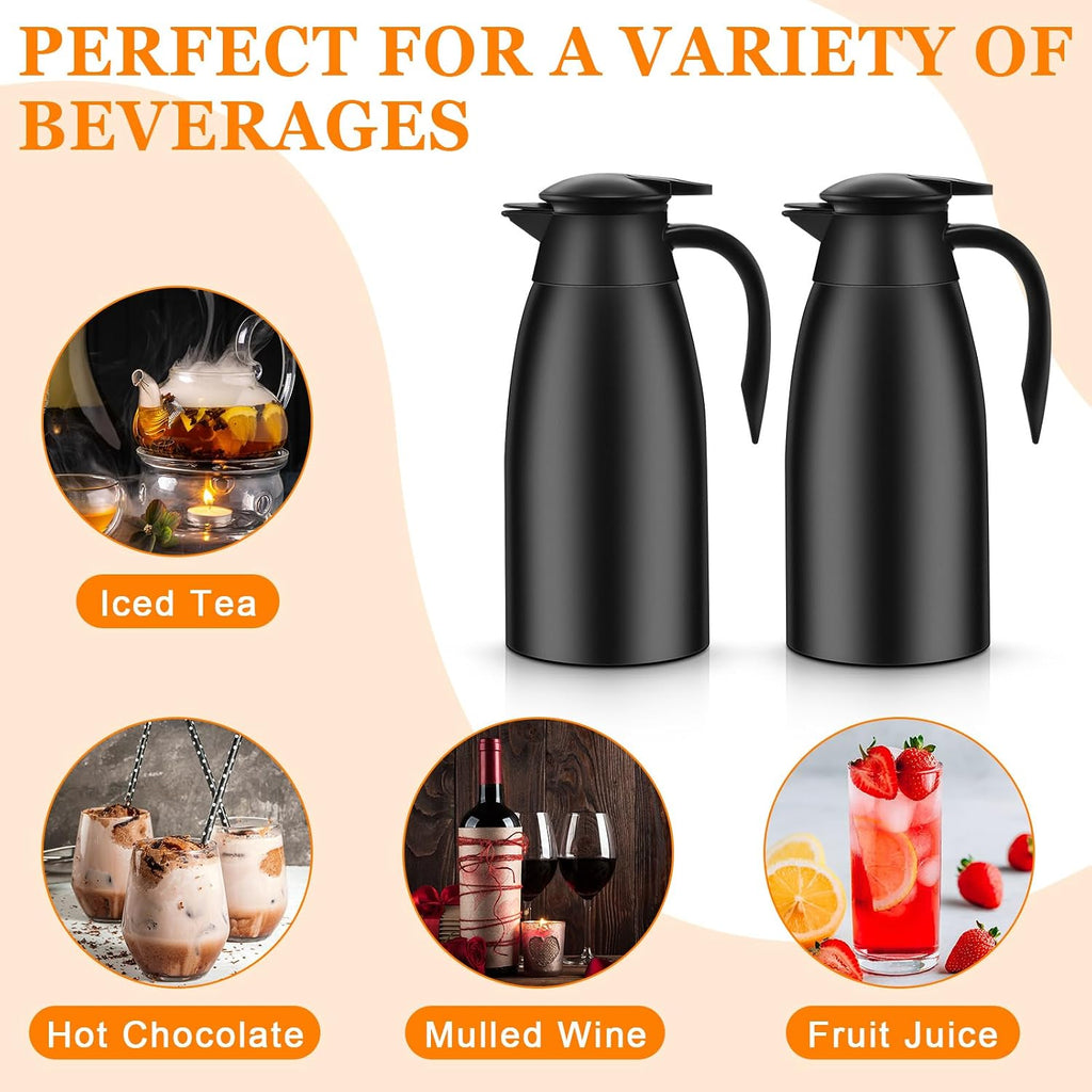 2 Pcs Thermal Coffee Carafe Creamer, Black, 68 oz