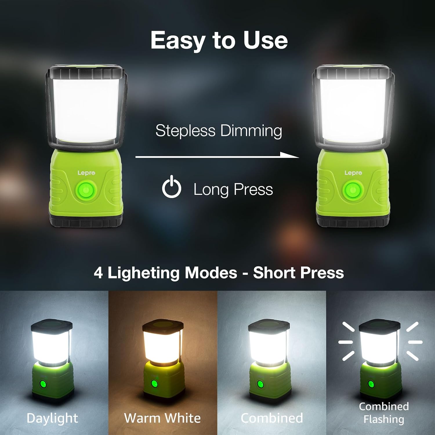 1300LM LED Camping Lantern Rechargeable, 4 Light Modes, 3600mAh Power Bank, IPX4 Waterproof, Perfect Lantern