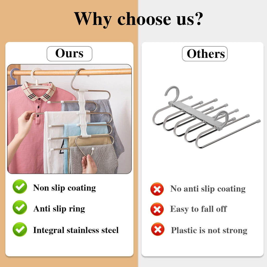 Pants Hangers 2 Pack Space Saving Metal Closet Organizer,Clothes Pants Hangers,Anti-Slip Design,Closet Organizers and