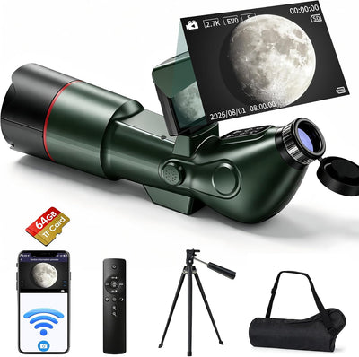 Smart Telescope with App & Remote, 4K Electronic Astronomy Telescope for Astrophotography with Dual Screen for Adults