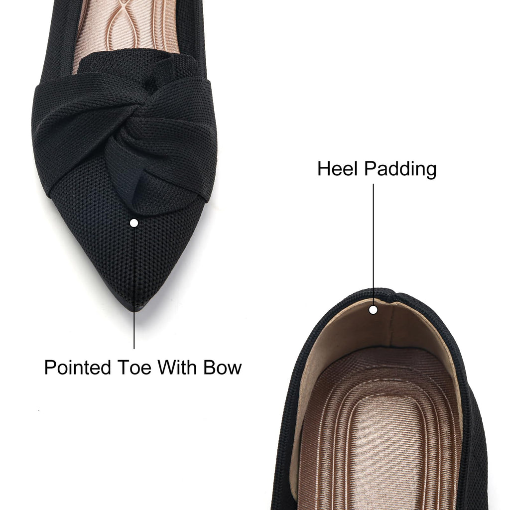 Flats for Women Pointed Toe Ballet Flats Black US8