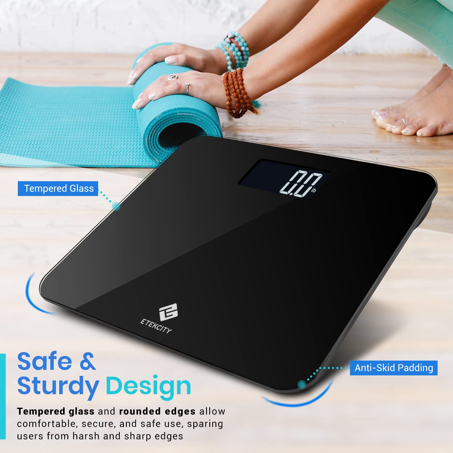 Digital Body Weight Bathroom Scale, 440 lb Extra Wide Platform | Accurate and Safe Weighing, Large Easy-to-Read