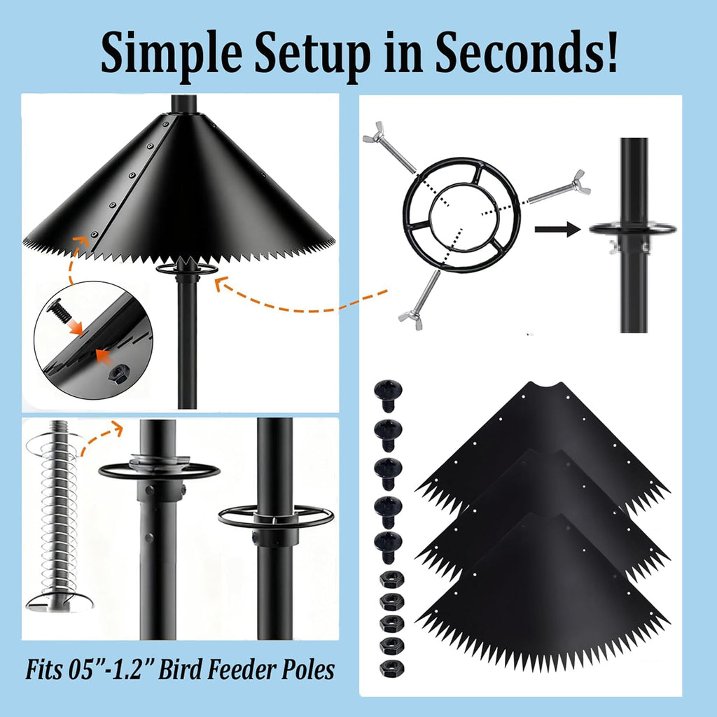 Squirrel Baffle for Bird Feeder Pole,Slinky-Loaded Wobble Defense,19 Inch