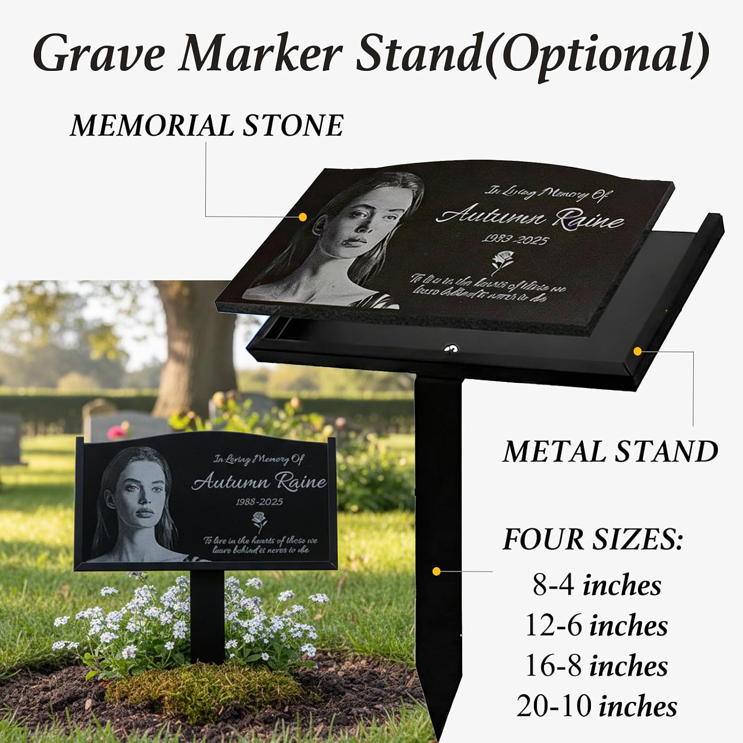 Personalized Human Memorial Stone, Headstone Grave Marker for Cemetery