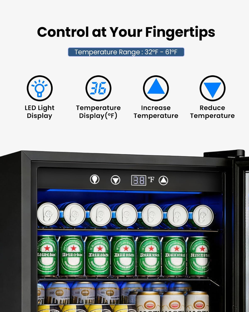 4.5Cu.Ft Beverage Refrigerator 145Can Mini Fridge Glass Door Black