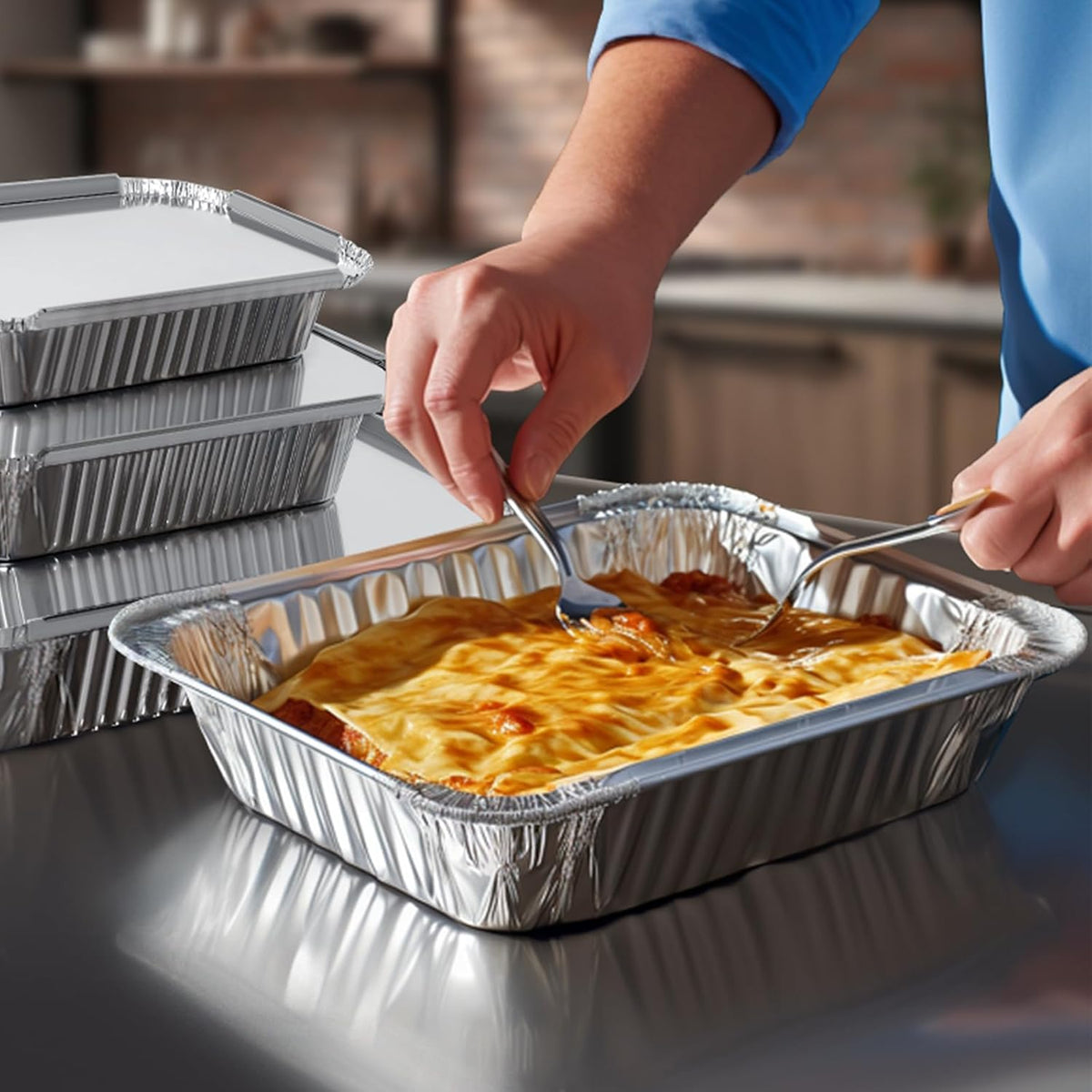 30 Pack Disposable Aluminum Pans With Lids, 10x7.5 And 7.3x5.3 Square 6.9x4.3 Square Combo Set, Disposable Baking and