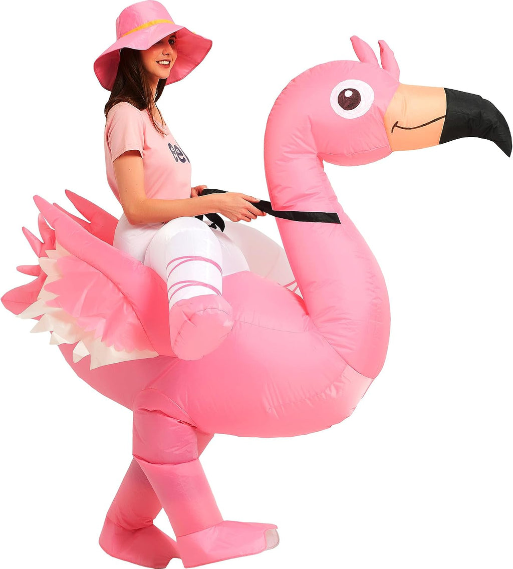 Halloween Inflatable Costume Adult Blow Up Ride Flamingo Suit Men Women