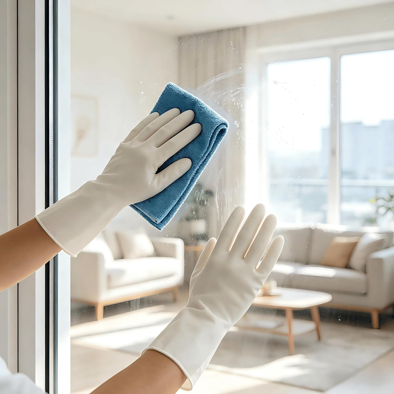 Nitrile Cleaning Gloves 6 Pairs Heavy Duty Reusable 15mil Chemical Puncture Resistant Odorless Allergy-Free Anti-Slip