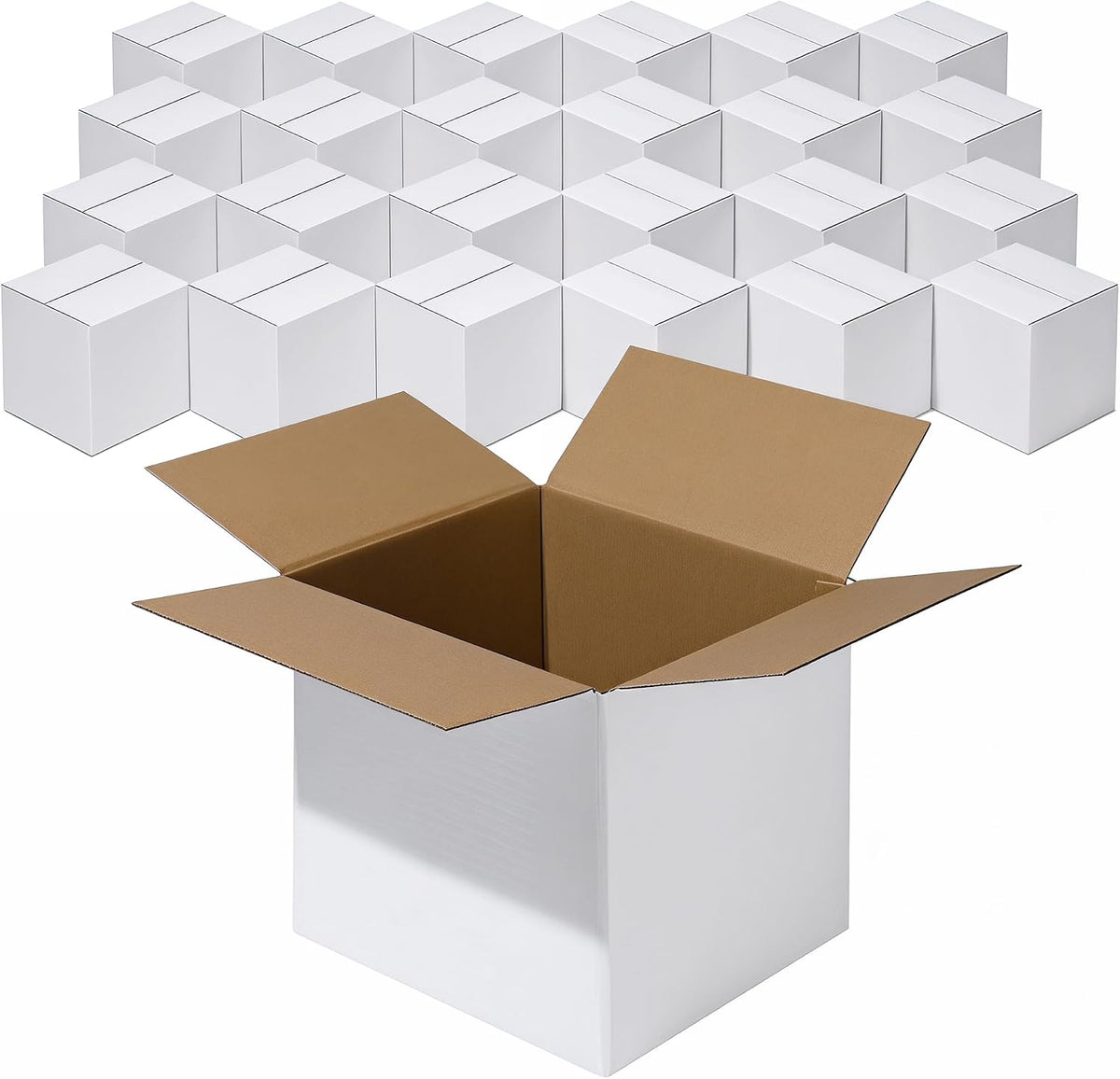 4x4x4" White Shipping Boxes, 25-Pack Small Corrugated Mailer Boxes for Small Business, 4x4x4 Inch Crush-Resistant