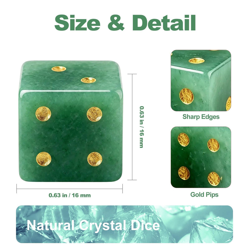 Natural Green Aventurine Mahjong Dice Set with MAHJ Bag