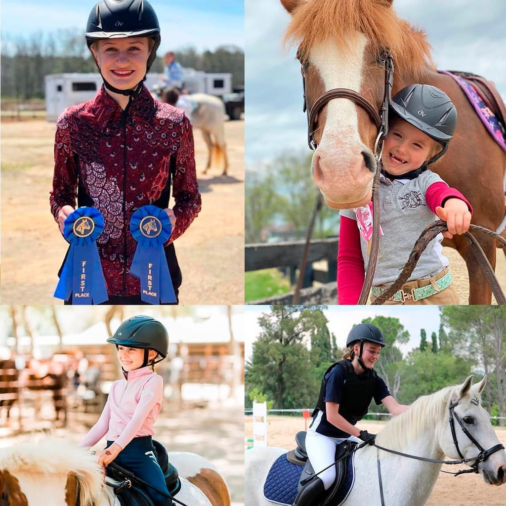 Adult Deluxe Schooler Riding Helmet - Lightweight Breathable Adjustable Equestrian Safety Helmet w/Removable Liner