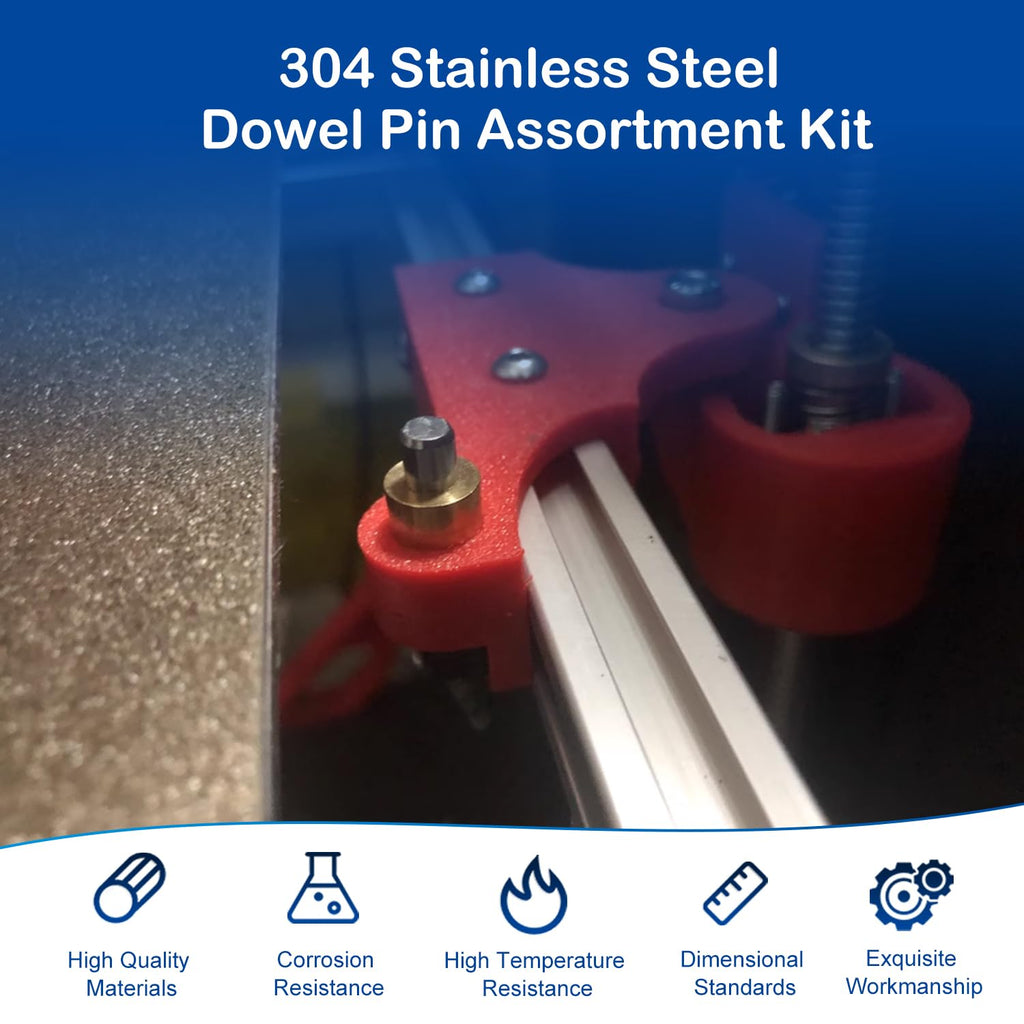150Pcs Stainless Steel Dowel Pin Assortment Kit, 20 Sizes(M2, M3, M4, M5)
