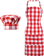 2 Pcs Chef Hat Apron Chef Costume for Women Men Adult