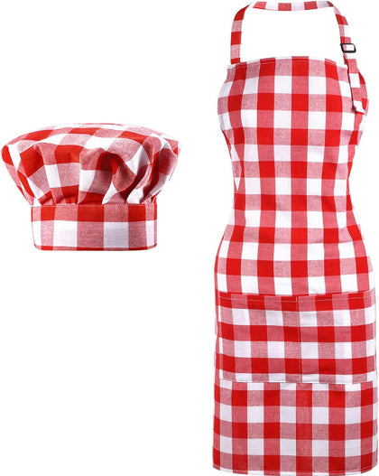 2 Pcs Chef Hat Apron Chef Costume for Women Men Adult