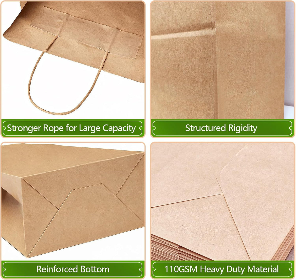 Brown Paper Bags with Handles 12x16x7 inch,25 Pack