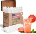 Glotoch 500PCS Individually Wrapped Clear Plastic Straws, 7.75'' Long