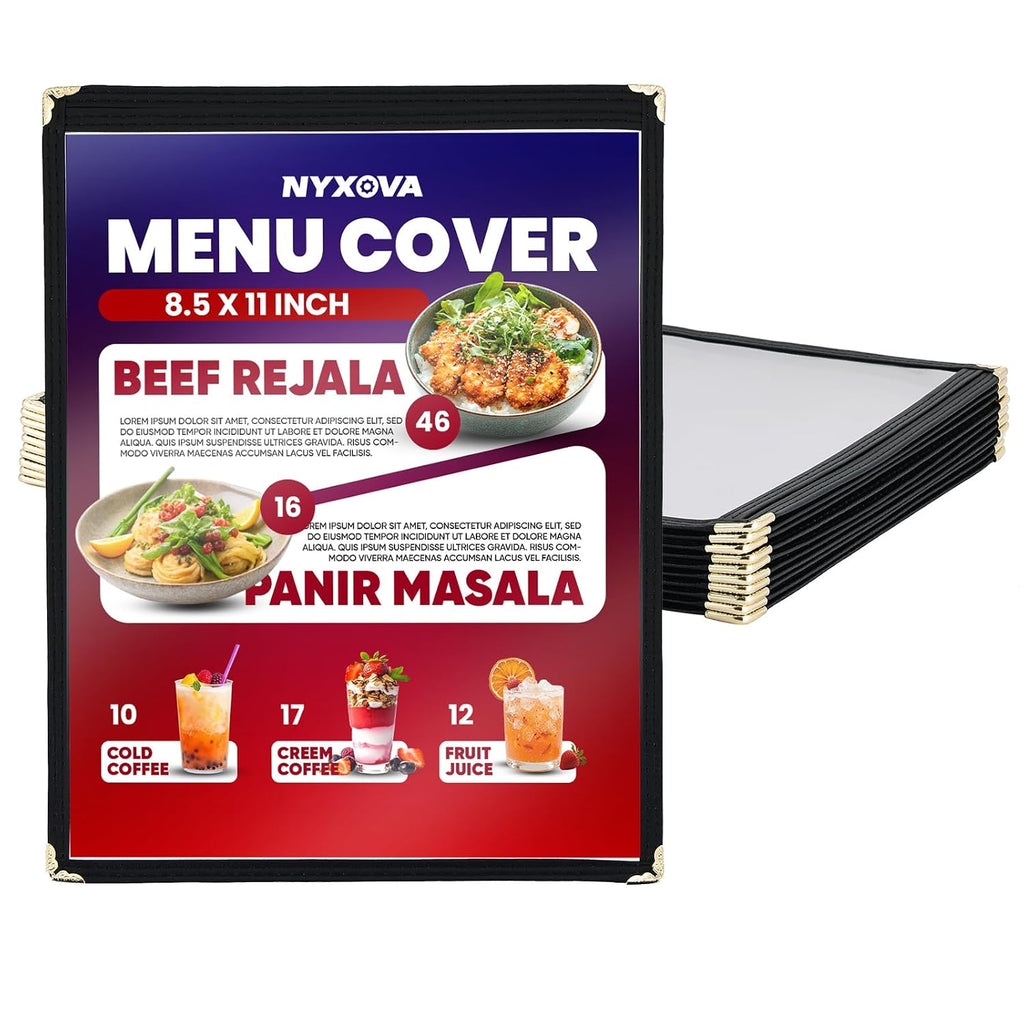 10 Pack 8.5 x 11 Inch Menu Covers 1 Page, Clear PVC Menu Sleeves