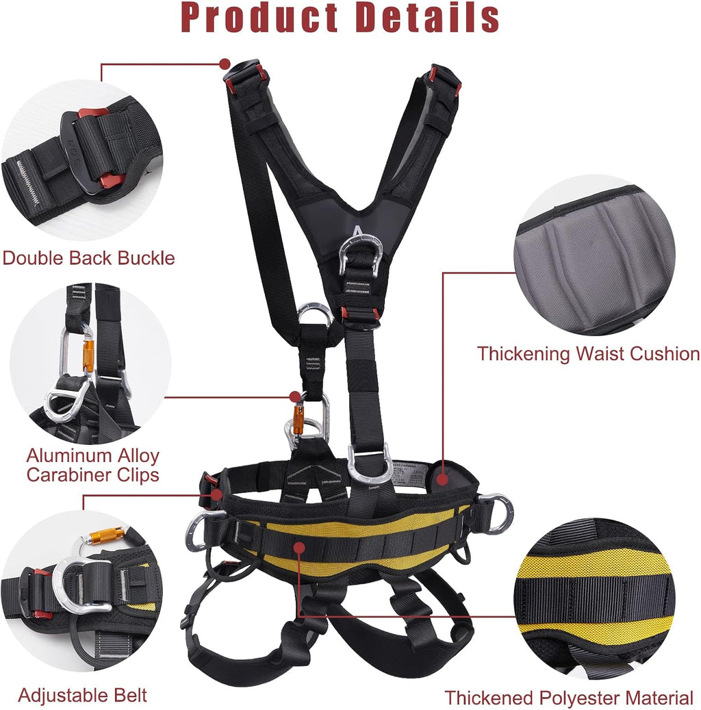 Full Body Climbing Harness Can Be Inverted Thicken Widen Protect Waist Safety Harness Tree Work Rock Climbing