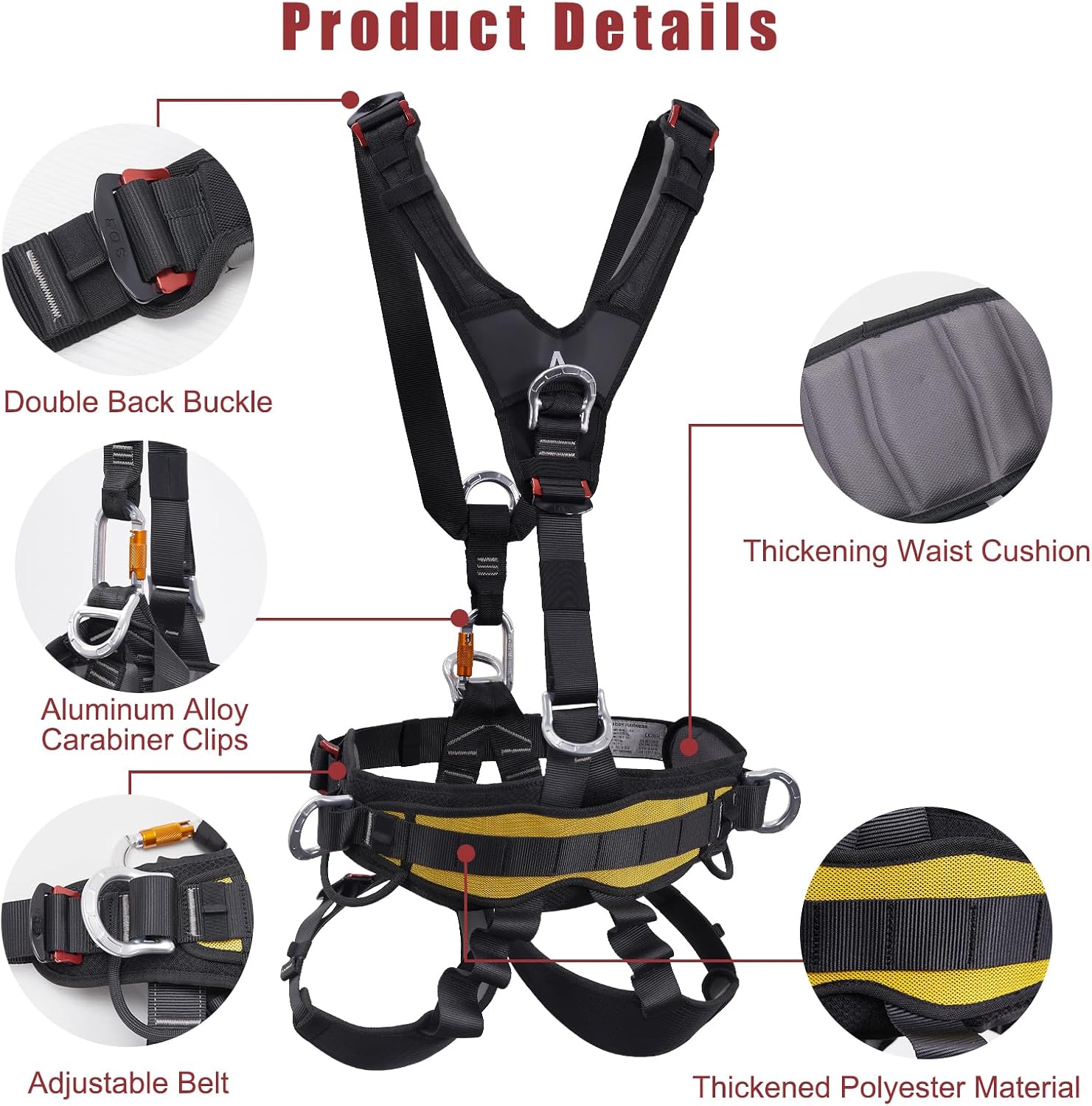Full Body Climbing Harness Can Be Inverted Thicken Widen Protect Waist Safety Harness Tree Work Rock Climbing