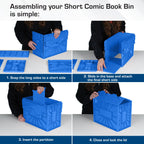 Short Comic Book Bin, Holds 150 Comics Each, Blue, 5 Pack