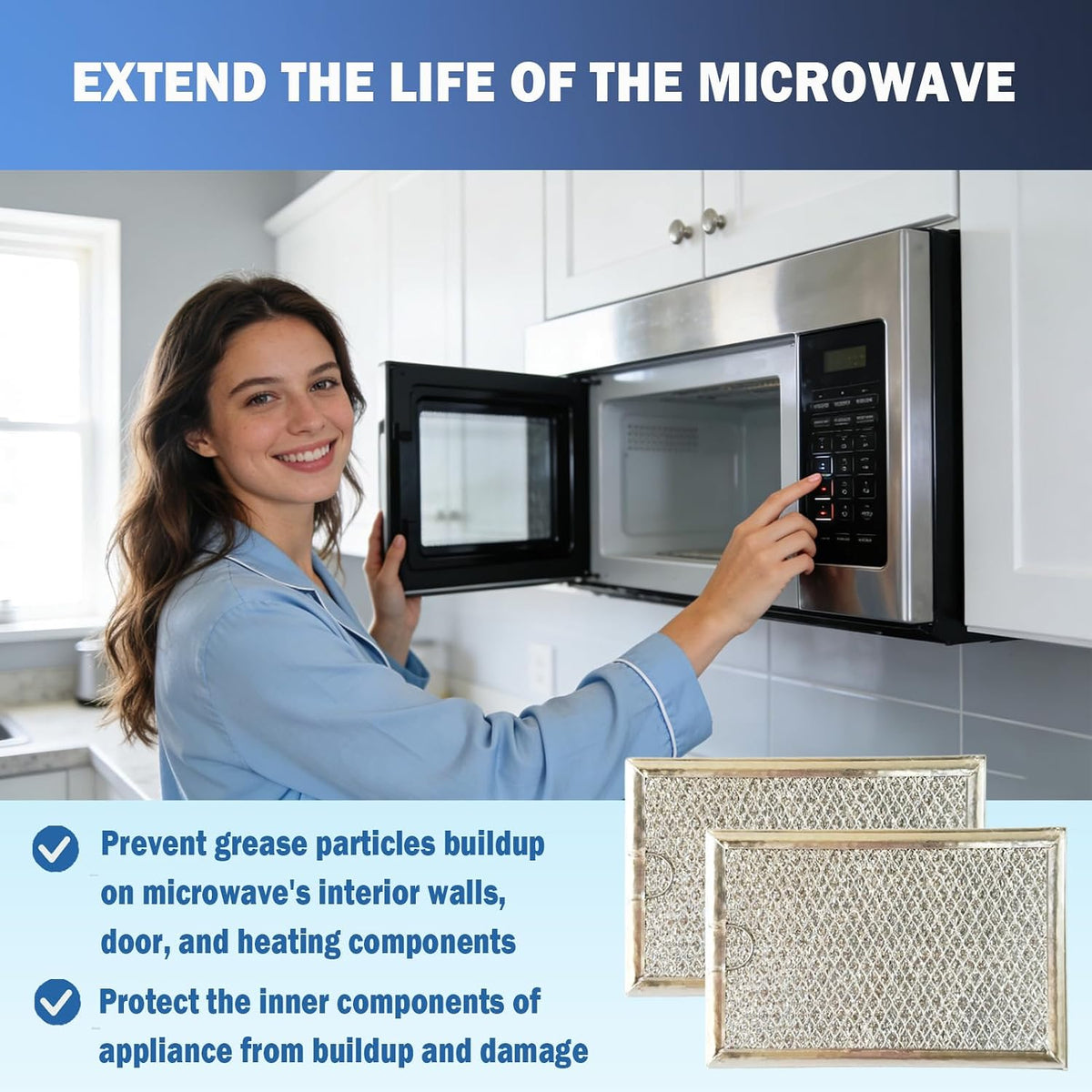 Microwave Grease Filter Fit for GE JVM3160DF8BB, JVM3160RF8SS, JVM3160DF8WW