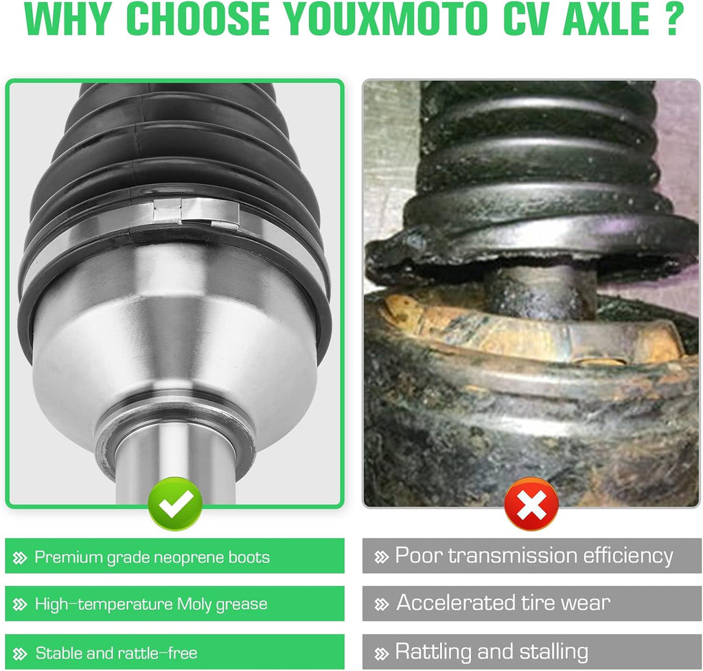 Youxmoto Front CV Axle for Kawasaki Mule Pro FX/FXT/FXR/DX/DXT 2015-2022