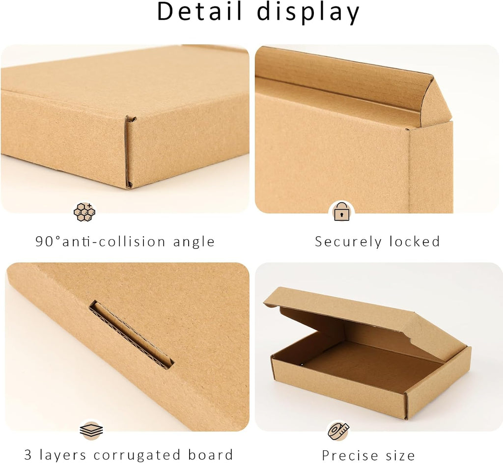 7x5x1" Small Shipping Boxes 50 Pack, Corrugated Cardboard Mailer Boxes Bulk for Packaging Small Business Mailing