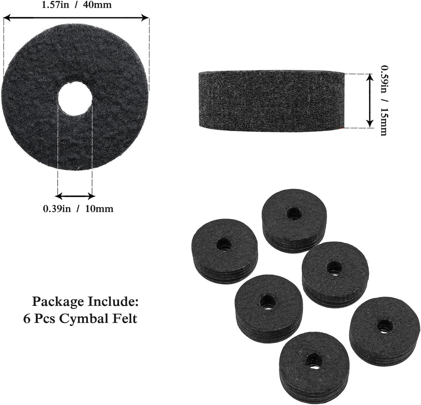 23-Piece Cymbal Accessory Set - Hi-Hat Clutch & Cup Felts, Cymbal Sleeves, Wing Nuts, Washer & Drum Keys (Black)