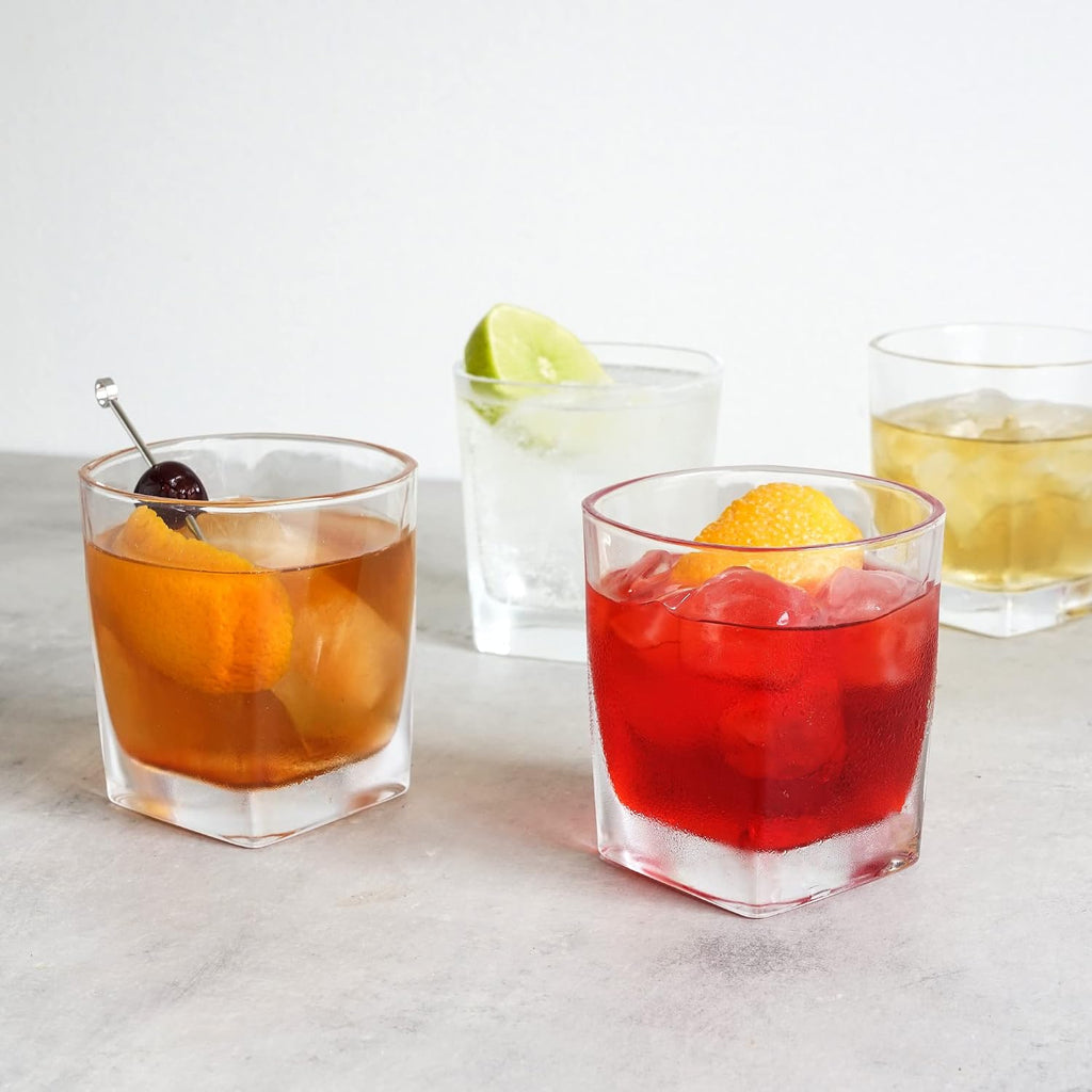 Square Rocks Glass, Old Fashioned Whiskey Glasses, Superb Drinking Cups for Cocktail Party, Home Bar, Bartender
