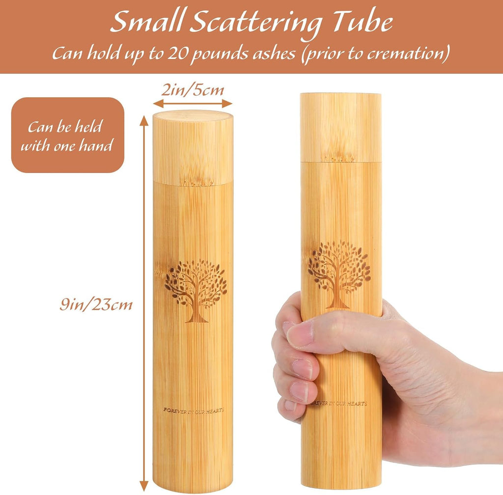 4 Set Bamboo Scattering Urns for Ashes 9'' x 2'' Eco Friendly Scattering Cremation Tubes for Human Adult Tree Small