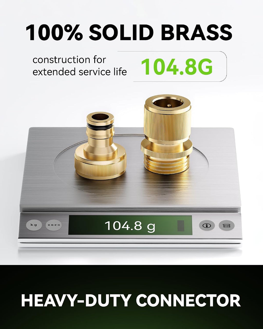 RainPoint Garden Hose Quick Connectors, Heavy Duty Solid Brass 3/4 Inch GHT, Universal Leak-Proof Fittings for Easy Water Hose Connection (2 Sets)
