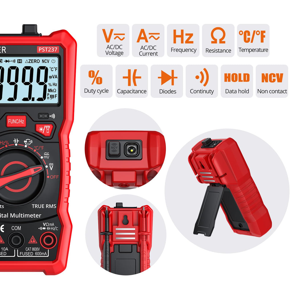 Proster 6000 Counts TRMS Multimeter - NCV Auto-Range for AC/DC