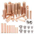 508Pcs 1/4" 5/16" 3/8" 1/2" Wooden Dowel Pins Beveled Ends Fluted Dowel with 6/8/10/12MM Solid Hollow Dowel Tenon