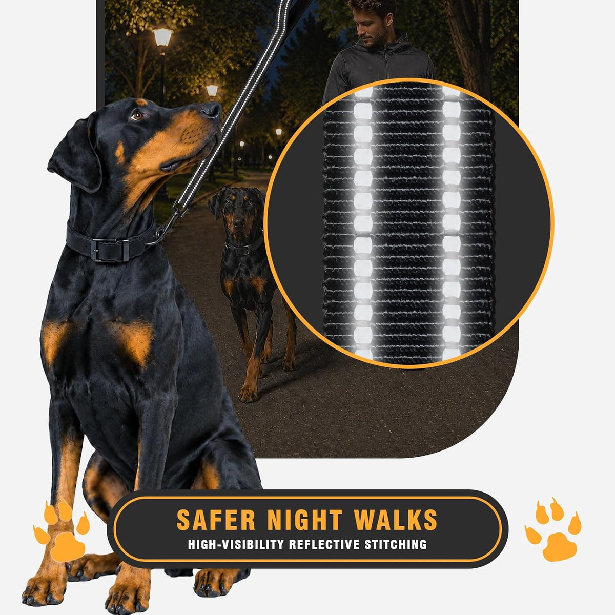 Double Handle Dog Leash, 6 FT Heavy Duty Dog Leash with Padded Handles