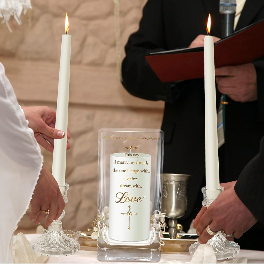 3 Pcs Wedding Unity Candle Set for Church Ceremony, Cross