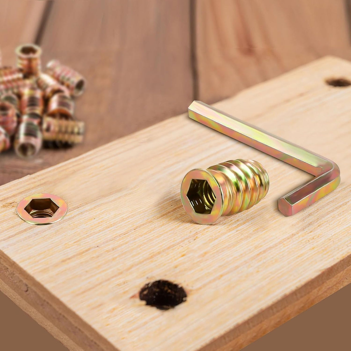 5/16"-18 Threaded Inserts for Wood Nutsert Furniture Screw-in Nut 15mm Length Hex Drive, 40 PCS