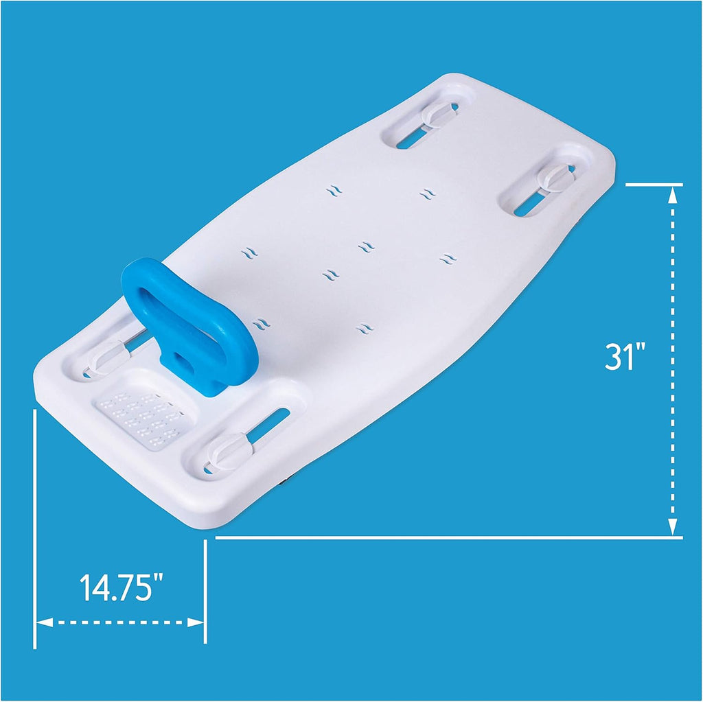 Portable Shower Bench - Shower Bath Seat - Adjustable Width to Fit Most Bathtubs, Comfortable Contoured Seating Area