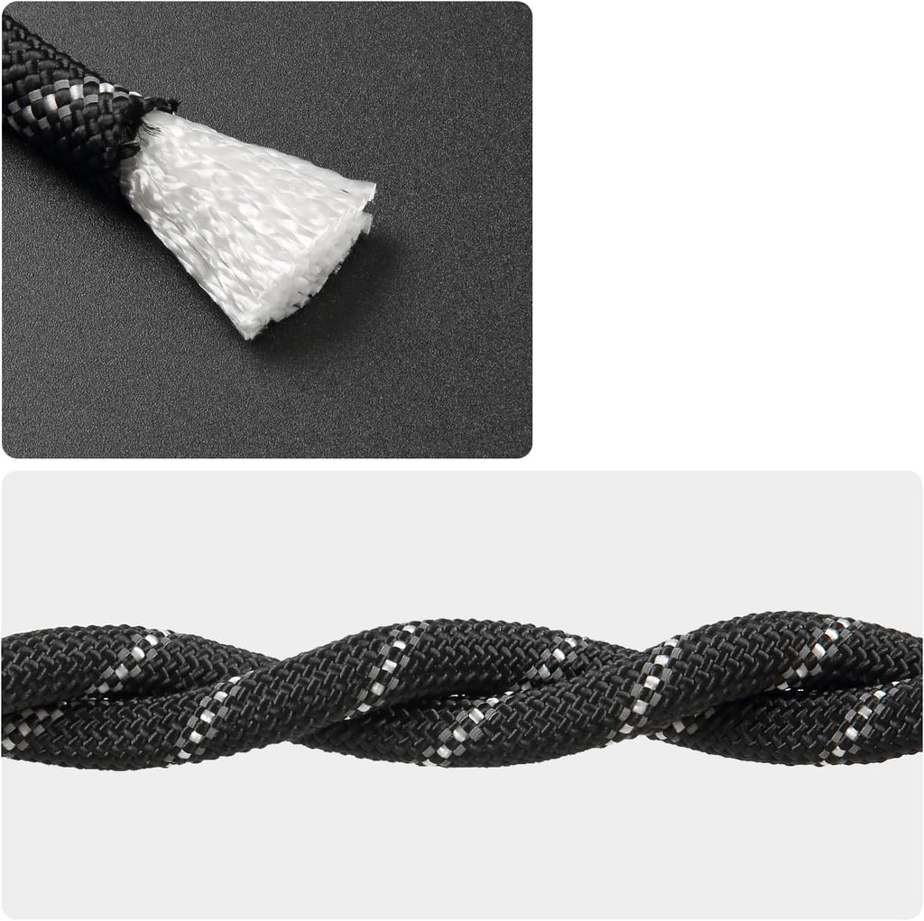 Climbing Rope, 10mm x 30 Meters, 15KN Tensile Strength, Waterproof Anti-Freezing Static Rope, Black, Nylon Polyester