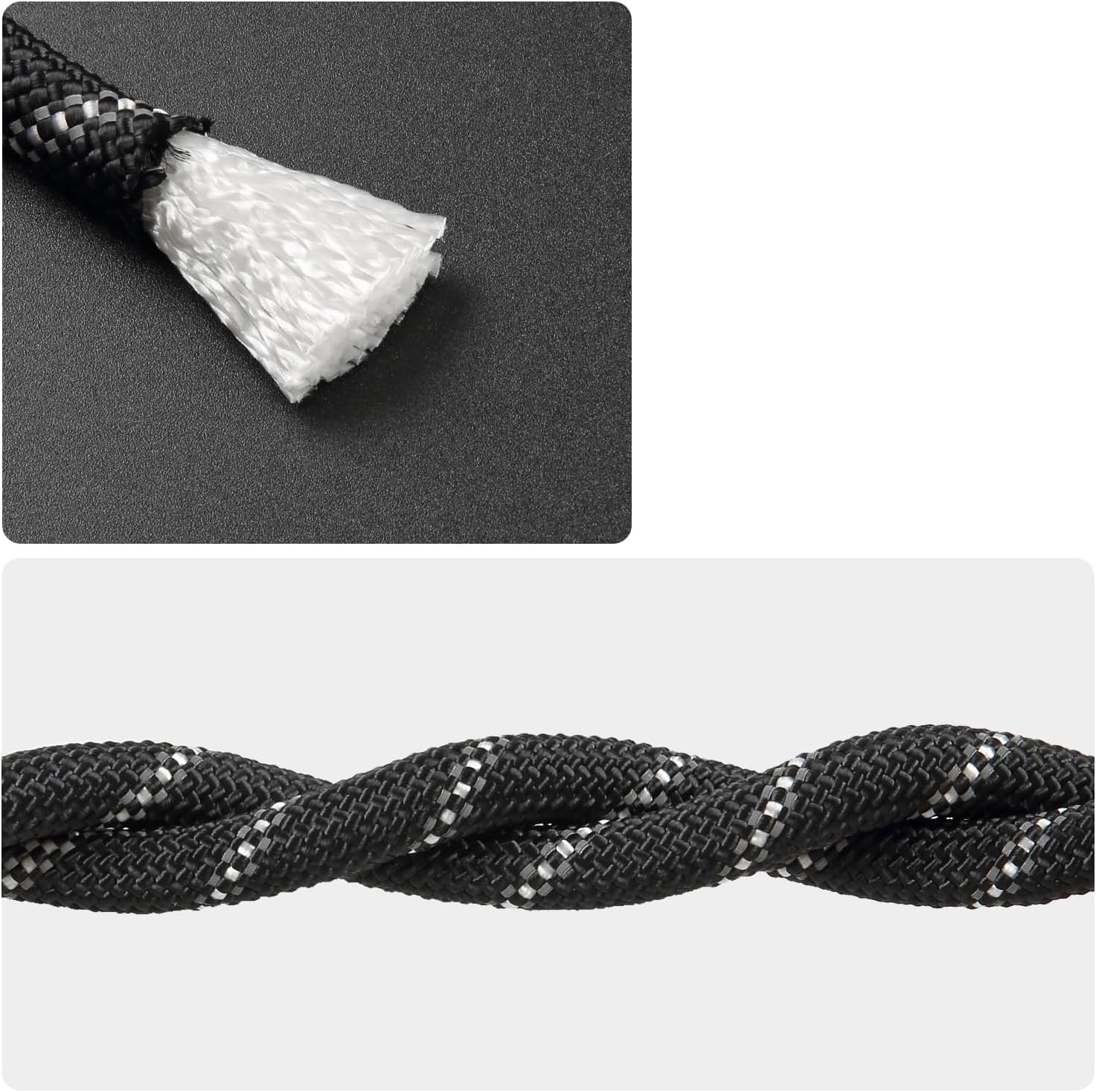 Climbing Rope, 10mm x 30 Meters, 15KN Tensile Strength, Waterproof Anti-Freezing Static Rope, Black, Nylon Polyester