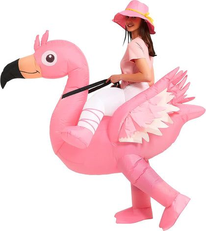 Halloween Inflatable Costume Adult Blow Up Ride Flamingo Suit Men Women